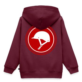 Reiterhut icon - Kinder Premium Organic Hoodie - Burgunderrot - Hinten - AI Model Kid Female (0cm)