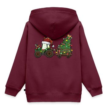 Trekker Weihnachtbaum Landwirt Geschenk - Kinder Premium Organic Hoodie - Burgunderrot - Hinten - AI Model Kid Female (0cm)