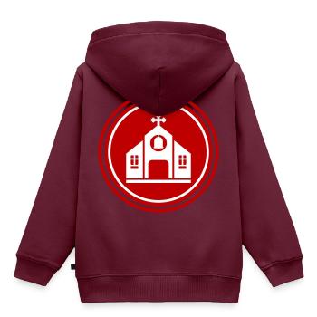 Kirche glaube - Kinder Premium Organic Hoodie - Burgunderrot - Hinten - AI Model Kid Female (0cm)