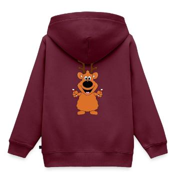 ZUCKERSTANGEN - WEIHNACHTEN - REH - RENTIER - TIER - Kinder Premium Organic Hoodie - Burgunderrot - Hinten - AI Model Kid Female (0cm)