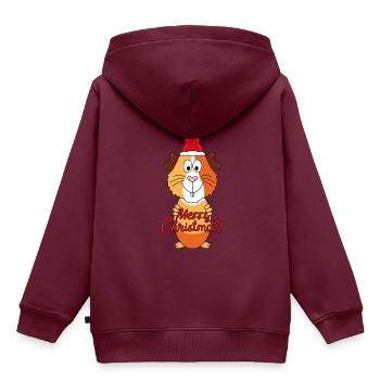 MEERSCHWEINCHEN - WEIHNACHTEN - TIER - LIEBE - Kinder Premium Organic Hoodie - Burgunderrot - Hinten - AI Model Kid Female (0cm)