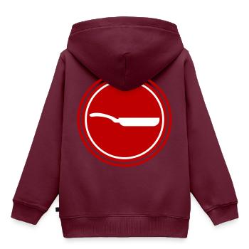 Pfanne Icon - Kinder Premium Organic Hoodie - Burgunderrot - Hinten - AI Model Kid Female (0cm)