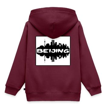 Peking China Skyline Silhouette Reise Souvenir - Kinder Premium Organic Hoodie - Burgunderrot - Hinten - AI Model Kid Female (0cm)