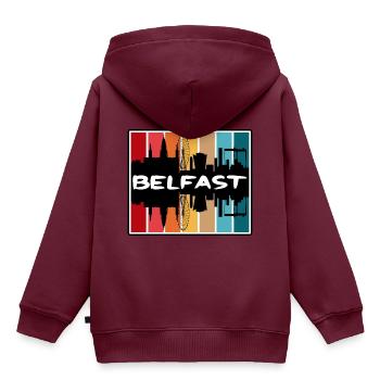 Belfast Nordirland Skyline Silhouette Reisen - Kinder Premium Organic Hoodie - Burgunderrot - Hinten - AI Model Kid Female (0cm)