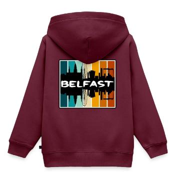 Belfast Nordirland Skyline Silhouette Reisen - Kinder Premium Organic Hoodie - Burgunderrot - Hinten - AI Model Kid Female (0cm)