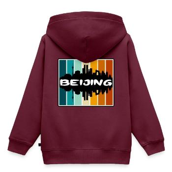 Peking China Skyline Silhouette Reise Souvenir - Kinder Premium Organic Hoodie - Burgunderrot - Hinten - AI Model Kid Female (0cm)