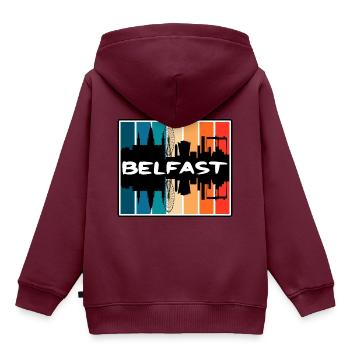 Belfast Nordirland Skyline Silhouette Reisen - Kinder Premium Organic Hoodie - Burgunderrot - Hinten - AI Model Kid Female (0cm)