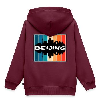 Peking China Skyline Silhouette Reise Souvenir - Kinder Premium Organic Hoodie - Burgunderrot - Hinten - AI Model Kid Female (0cm)