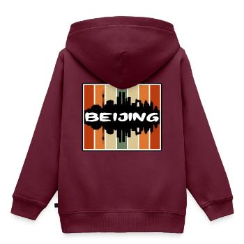 Peking China Skyline Silhouette Reise Souvenir - Kinder Premium Organic Hoodie - Burgunderrot - Hinten - AI Model Kid Female (0cm)