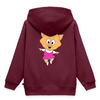 KATZE - TANZEN - TÄNZERIN - BALLETT - BALLERINA - Kinder Premium Organic Hoodie - Burgunderrot - Hinten - AI Model Kid Female (0cm)