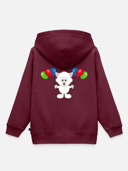 KATZE - LUFTBALLONS - TIER - KIND - BABY - Kinder Premium Organic Hoodie - Burgunderrot
