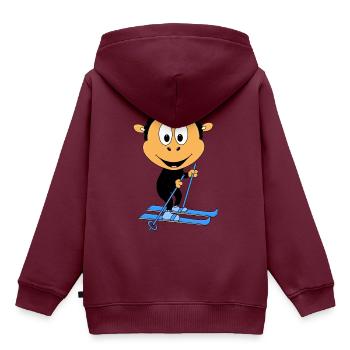 SCHWARZES SCHAF - SKI - SKIER - WINTERSPORT - Kinder Premium Organic Hoodie - Burgunderrot - Hinten - AI Model Kid Female (0cm)