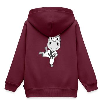KARATE - NASHORN - SELBSTVERTEIDIGUNG - SPORT - Kinder Premium Organic Hoodie - Burgunderrot - Hinten - AI Model Kid Female (0cm)