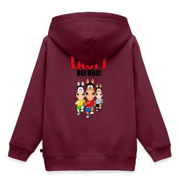 PFERDERENNEN - PFERDE - SPORT - RENNPFERDE - Kinder Premium Organic Hoodie - Burgunderrot - Hinten - AI Model Kid Female (0cm)