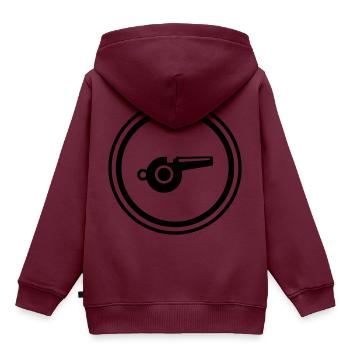 Trillerpfeife Pfeife - Kinder Premium Organic Hoodie - Burgunderrot - Hinten - AI Model Kid Female (0cm)