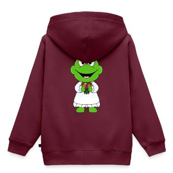 BRAUT - HOCHZEIT - HEIRATEN - FROSCH - KRÖTE - Kinder Premium Organic Hoodie - Burgunderrot - Hinten - AI Model Kid Female (0cm)