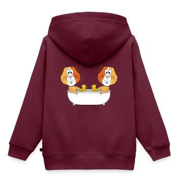 MEERSCHWEINCHEN - BADEWANNE - BADEN - TIERE - Kinder Premium Organic Hoodie - Burgunderrot - Hinten - AI Model Kid Female (0cm)