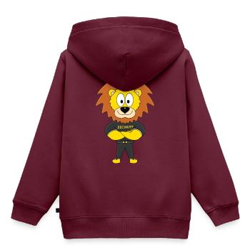 SECURITY - BODYGUARD - LÖWE - TÜRSTEHER - TIER - Kinder Premium Organic Hoodie - Burgunderrot - Hinten - AI Model Kid Female (0cm)