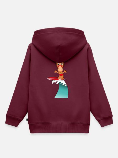 WELLENREITER - PFERD - Kinder Premium Organic Hoodie - Burgunderrot