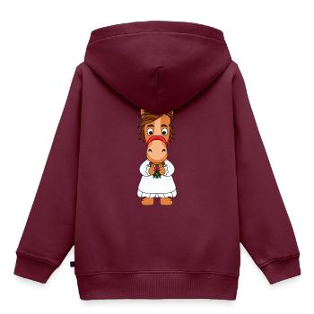 PONY - PFERD - BRAUT - Kinder Premium Organic Hoodie - Burgunderrot - Hinten - AI Model Kid Female (0cm)
