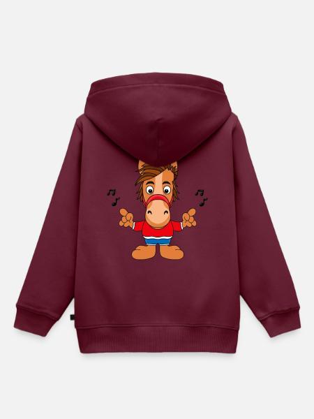 PFERD - PONY - MUSIK - Kinder Premium Organic Hoodie - Burgunderrot