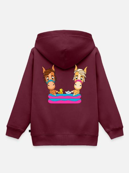 PFERDE - PONYS - PLANSCHBECKEN - TIERE - Kinder Premium Organic Hoodie - Burgunderrot