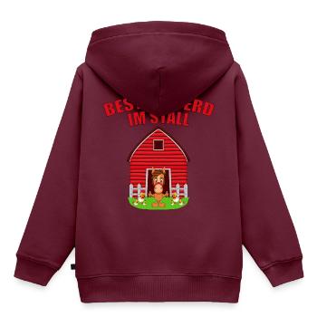 BESTES PFERD IM STALL - Kinder Premium Organic Hoodie - Burgunderrot - Hinten - AI Model Kid Female (0cm)