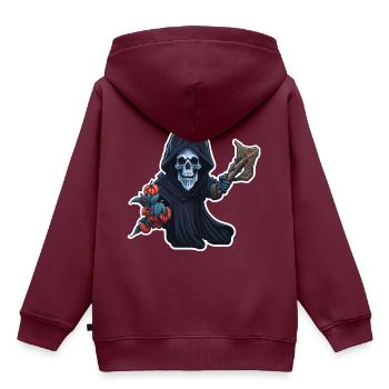 Skelett - Kinder Premium Organic Hoodie - Burgunderrot - Hinten - AI Model Kid Female (0cm)