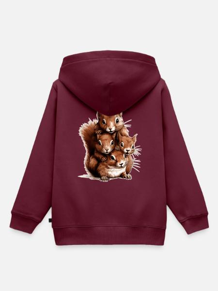 Eichhörnchen - Kinder Premium Organic Hoodie - Burgunderrot