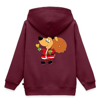 HUND - WEIHNACHTEN - GESCHENKE - GLOCKE - TIER - Kinder Premium Organic Hoodie - Burgunderrot - Hinten - AI Model Kid Female (0cm)