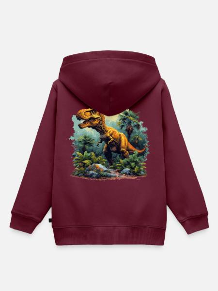 T-Rex - Kinder Premium Organic Hoodie - Burgunderrot