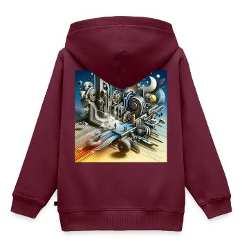 DimensionMix - Kinder Premium Organic Hoodie - Burgunderrot - Hinten - AI Model Kid Female (0cm)