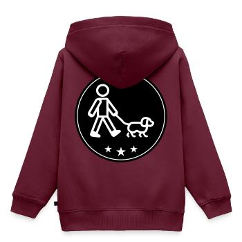 Gassi Gehen Hund - Kinder Premium Organic Hoodie - Burgunderrot - Hinten - AI Model Kid Female (0cm)