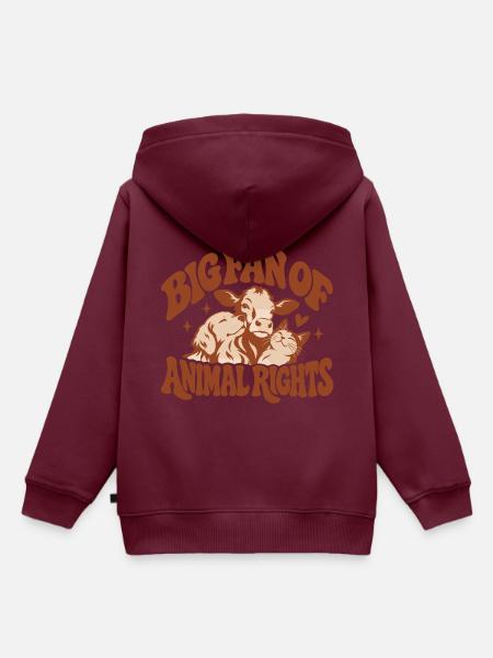 Big Fan Of Animal Rights - Kinder Premium Organic Hoodie - Burgunderrot