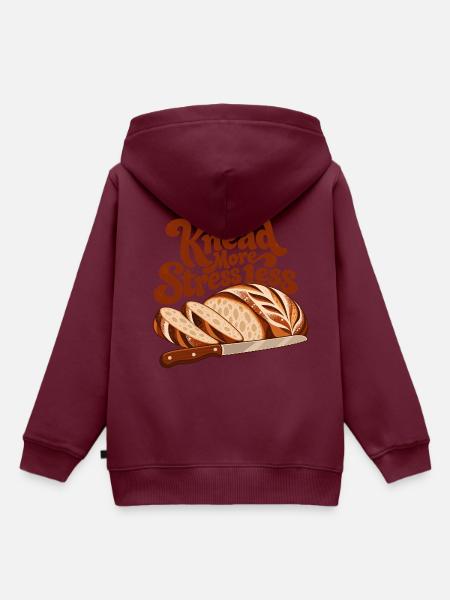 Knead More Stress Less - Kinder Premium Organic Hoodie - Burgunderrot