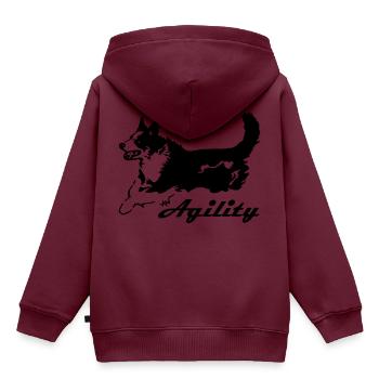 Agility - Kinder Premium Organic Hoodie - Burgunderrot - Hinten - AI Model Kid Female (0cm)