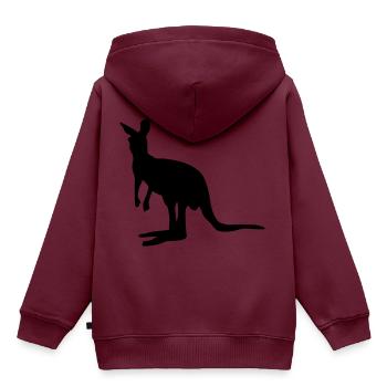 Kangaroo tier - Kinder Premium Organic Hoodie - Burgunderrot - Hinten - AI Model Kid Female (0cm)