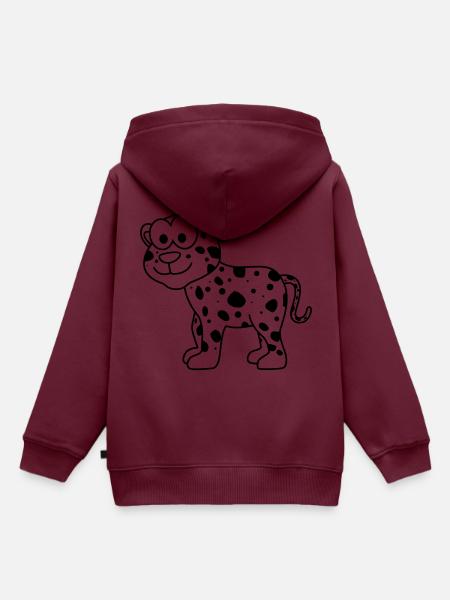Leopard Comic Tier - Kinder Premium Organic Hoodie - Burgunderrot