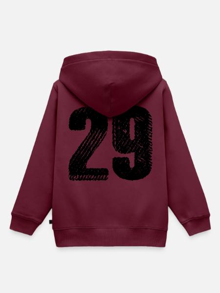 29 Zahl Trikot - Kinder Premium Organic Hoodie - Burgunderrot