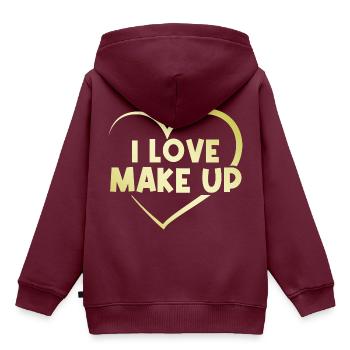 Ich liebe Make up - Kinder Premium Organic Hoodie - Burgunderrot - Hinten - AI Model Kid Female (0cm)