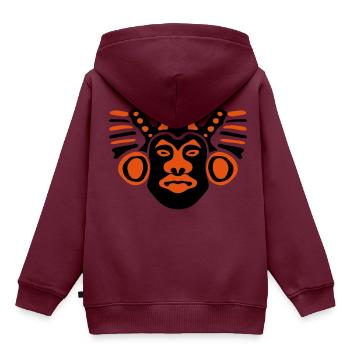 Maya-Statue Reliefmaske - Kinder Premium Organic Hoodie - Burgunderrot - Hinten - AI Model Kid Female (0cm)