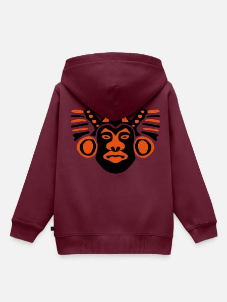 Maya-Statue Reliefmaske - Kinder Premium Organic Hoodie - Burgunderrot