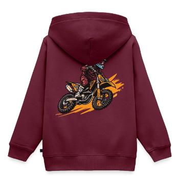 Motocross Sport - Kinder Premium Organic Hoodie - Burgunderrot - Hinten - AI Model Kid Female (0cm)