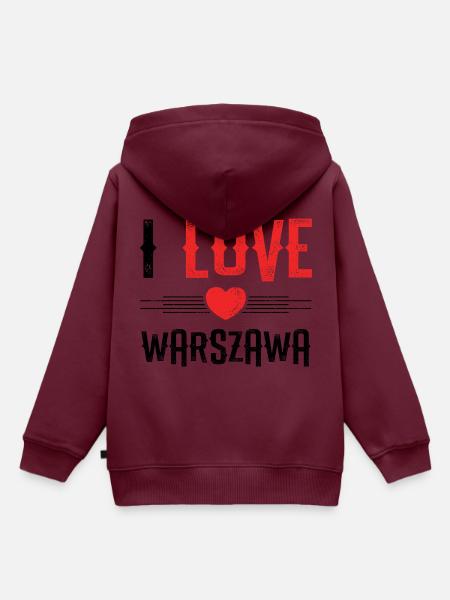 I Love Warschau - Kinder Premium Organic Hoodie - Burgunderrot