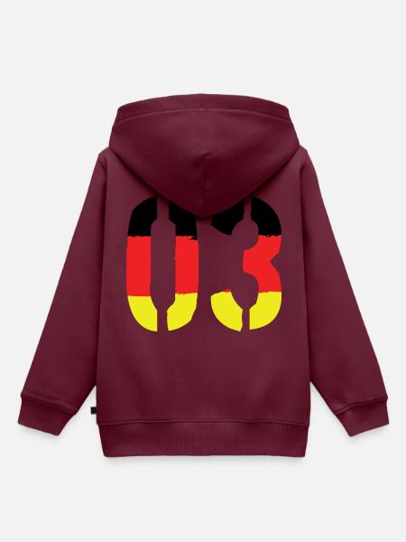 3 Zahl symbol Germany - Kinder Premium Organic Hoodie - Burgunderrot