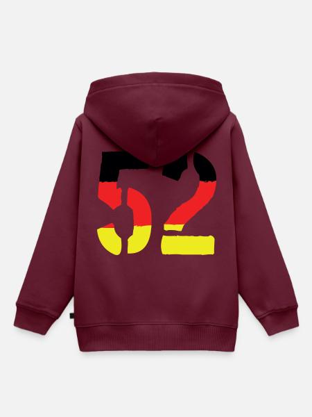 52 Zahl Symbol Germany - Kinder Premium Organic Hoodie - Burgunderrot