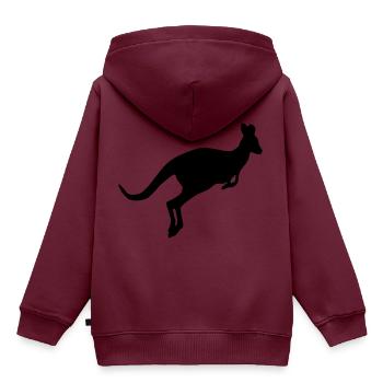 Kangaroo tier - Kinder Premium Organic Hoodie - Burgunderrot - Hinten - AI Model Kid Female (0cm)