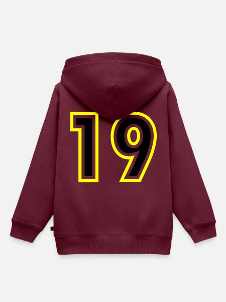 19 Zahl College - Kinder Premium Organic Hoodie - Burgunderrot
