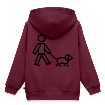 Gassi Gehen Hund - Kinder Premium Organic Hoodie - Burgunderrot - Hinten - AI Model Kid Female (0cm)
