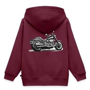 Chopper Sketch - Kinder Premium Organic Hoodie - Burgunderrot - Hinten - AI Model Kid Female (0cm)